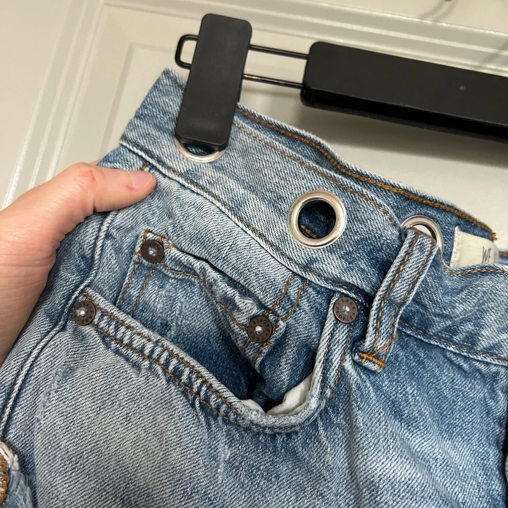 We The Free Grommet Blue Jean Shorts Distressed Casual
